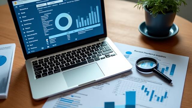 Graphiques d'analyse de marché et loupe
